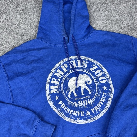 Gildan Other - Memphis Zoo Hoodie Mens Large Blue Pullover Preserve & Protect Wildlife Tourist